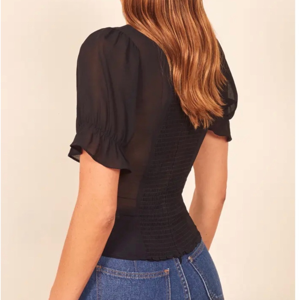 Reformation Delevan Top in Black Size 8 - Picture 2 of 4